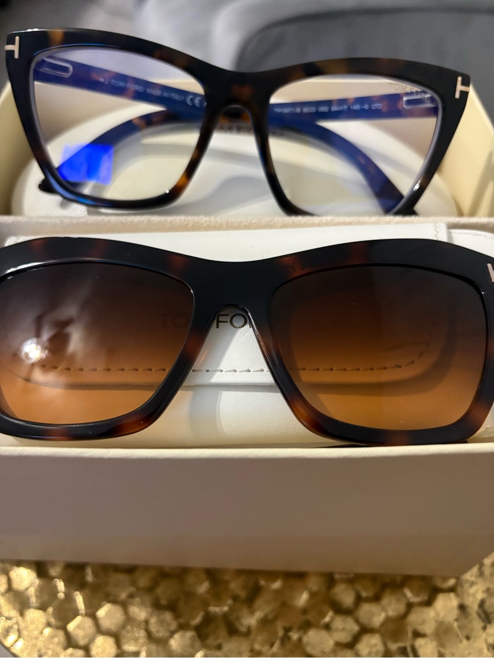 Tom Ford Tortoiseshell Blue-Light Reading Glasses and Sunglasses 2 in 1.